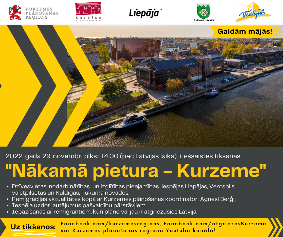 29.novembrī tiešsaistes pasākums “Nākamā pietura – Kurzeme”